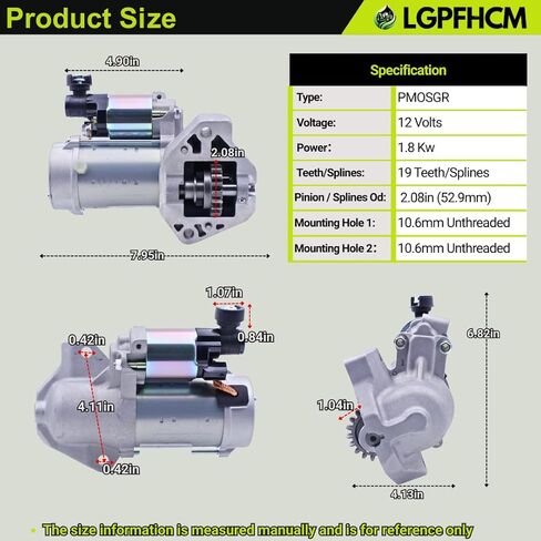 428000-5380 1.8KW 12V 19T Starter Motor Compatible with Honda Odyssey V6 3.5L 2011-2013 for Crosstour 2012 for Ridgeline 2009-2014 Pilot 2009-2014 Acura TL 2010-2011#31200R70a51 31200R70A51rm in Kuwait