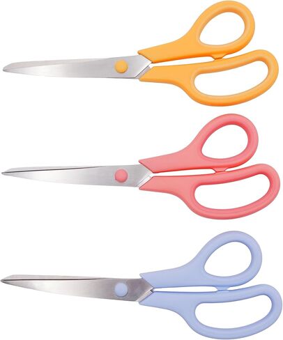 مجموعة مقصات شديدة التحمل مكونة من 3 قطع مقاس 8 بوصات - شفرات حادة للغاية من الفولاذ المقاوم للصدأ - مقابض مريحة - للمكتب والمنزل والمدرسة والخياطة والحرف اليدوية (نيون) in Kuwait