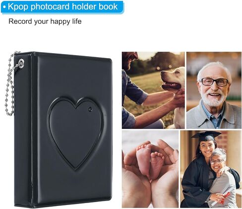 3 Inch Mini Kpop Photocard Binder Album with 32 Pockets Small Bookshelf Love Heart Picture Holder Book for Collection 2 Pack, Black Pink in Saudi Arabia