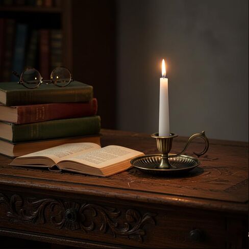 iplusmile Vintage Chamberstick Candle Holder with Handle, Antique Bronze Taper Candlestick for Valentine's Day Romantic Dinner, Wedding Centerpiece, Emergency Lighting for Power Outage in Saudi Arabia