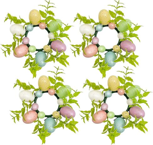 4 قطع من أكاليل شموع عيد الفصح، أكاليل صغيرة، حلقات شموع بيض الربيع والتوت، حامل شموع بيض عيد الفصح الاصطناعي، لمطبخ المنزل في عطلة عيد الفصح (ب) in Kuwait