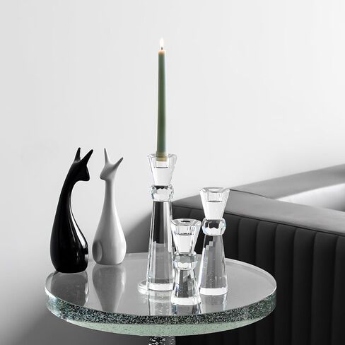 Kitcom Crystal Candlestick Holders Crystal Taper Candle Holders, Table Centerpieces for Party Wedding Banquet Decorations Set of 3, Comes with Gift Box(5.9''/7.9''/10.2'' Tall) in Kuwait