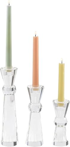 Kitcom Crystal Candlestick Holders Crystal Taper Candle Holders, Table Centerpieces for Party Wedding Banquet Decorations Set of 3, Comes with Gift Box(5.9''/7.9''/10.2'' Tall) in Kuwait
