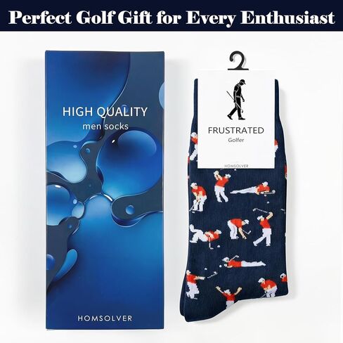 Homsolver Golf Socks for Men, Birthday Fathers Day Christmas Gifts for Men, Funny Angry Golfer Socks for Him,1 Pair per Pack - Size 8-12 in Kuwait