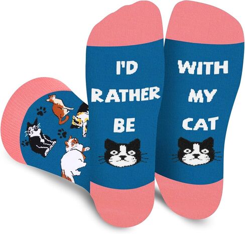 AGRIMONY Funny Cat Dog Socks -I'D Rather Be Novelty Cool Socks for Cat Dog Lovers -Birthday Gifts Christmas Stocking Stuffers in Kuwait