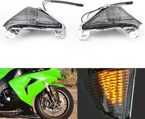 Areyourshop Front Turn Signals For Lens for Kawasaki ZX14R 2006-2010, ZX10R 2006-2007, ZX636/ZX6R 2005-2010, Ninja 650F 2006-2008, Concours 2008-2010 (Smoke) in Saudi Arabia