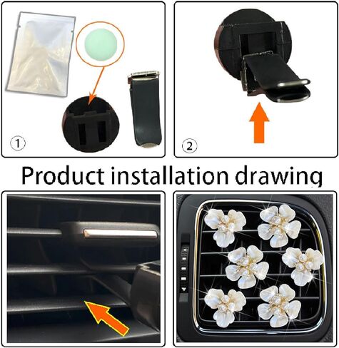 6 Pcs White Seashell Daisy Flower Air Vent Clip Accessories Air Conditioning Outlet Clip Car Air Freshener Dashboard Accessories Charm Car Inter Decor Cute Interior Accessories for Women,Beach Decor in Saudi Arabia