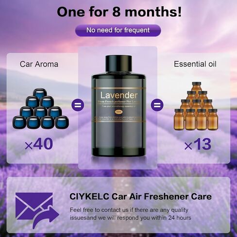إعادة تعبئة معطر هواء السيارة للرجال والنساء، 6.09 أونصة سائلة / 180 مل - 9 أشهر برائحة زيت اللافندر العطري، زيت عطري مصنوع من مستخلصات نباتية طبيعية، متوافق مع أجهزة توزيع روائح السيارة للمنزل/المكتب in Kuwait