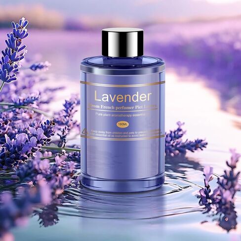 إعادة تعبئة معطر هواء السيارة للرجال والنساء، 6.09 أونصة سائلة / 180 مل - 9 أشهر برائحة زيت اللافندر العطري، زيت عطري مصنوع من مستخلصات نباتية طبيعية، متوافق مع أجهزة توزيع روائح السيارة للمنزل/المكتب in Kuwait