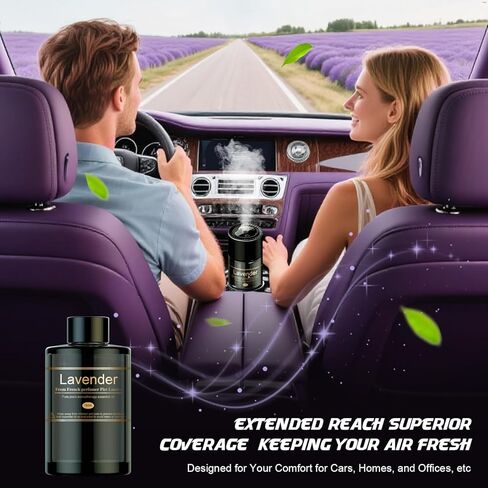 إعادة تعبئة معطر هواء السيارة للرجال والنساء، 6.09 أونصة سائلة / 180 مل - 9 أشهر برائحة زيت اللافندر العطري، زيت عطري مصنوع من مستخلصات نباتية طبيعية، متوافق مع أجهزة توزيع روائح السيارة للمنزل/المكتب in Kuwait