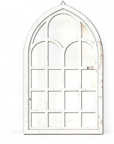 Fenteer Arched Window Mirror Wall Decor Acrylic Modern Wall Decorative Window Pane Mirror for Living Room Bathroom Home Decor, Brown in Kuwait