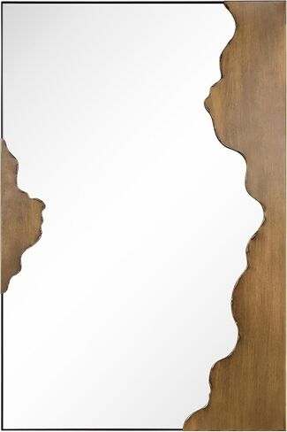 Empire Art Direct Antique Gold Edge Tear Rectangular Wall Mirror Featuring a Brushed Antique Gold Iron Frame with Unique Edge Tear Design Accent, Ready to Hang, Living Room, Bedroom & Office in Saudi Arabia