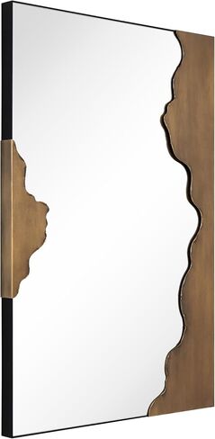 Empire Art Direct Antique Gold Edge Tear Rectangular Wall Mirror Featuring a Brushed Antique Gold Iron Frame with Unique Edge Tear Design Accent, Ready to Hang, Living Room, Bedroom & Office in Saudi Arabia