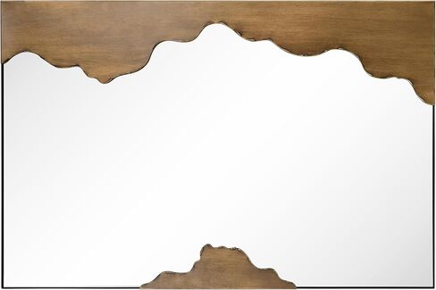 Empire Art Direct Antique Gold Edge Tear Rectangular Wall Mirror Featuring a Brushed Antique Gold Iron Frame with Unique Edge Tear Design Accent, Ready to Hang, Living Room, Bedroom & Office in Saudi Arabia