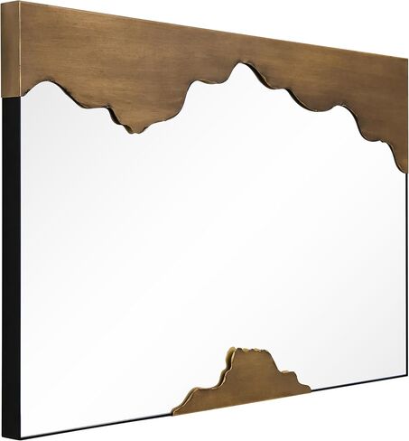 Empire Art Direct Antique Gold Edge Tear Rectangular Wall Mirror Featuring a Brushed Antique Gold Iron Frame with Unique Edge Tear Design Accent, Ready to Hang, Living Room, Bedroom & Office in Saudi Arabia