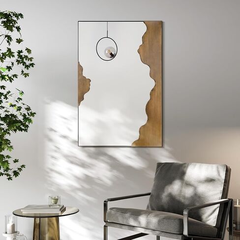 Empire Art Direct Antique Gold Edge Tear Rectangular Wall Mirror Featuring a Brushed Antique Gold Iron Frame with Unique Edge Tear Design Accent, Ready to Hang, Living Room, Bedroom & Office in Saudi Arabia