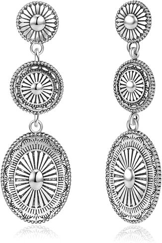 Joyline Western Earrings for Women Vintage Oval Turquoise Concho Dangle Earrings Country Concert Outfits Western Jewelry Gifts in Kuwait