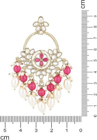 I Jewels Gold Plated Indian Wedding Bollywood Handcrafted Kundan Pearl Chandbali Dangle Earrings for Women (E3222Q) in Saudi Arabia
