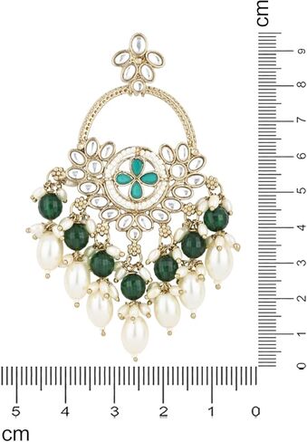 أقراط متدلية من I Jewels مطلية بالذهب الهندي لحفلات الزفاف الهندية مصنوعة يدويًا من لؤلؤ كوندان تشاندبالي للنساء (E3222G) in Saudi Arabia