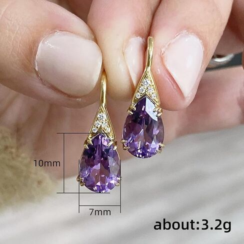 Charming Pear Purple Cubic Zirconia Hook Earrings Women Temperament Jewelry in Saudi Arabia