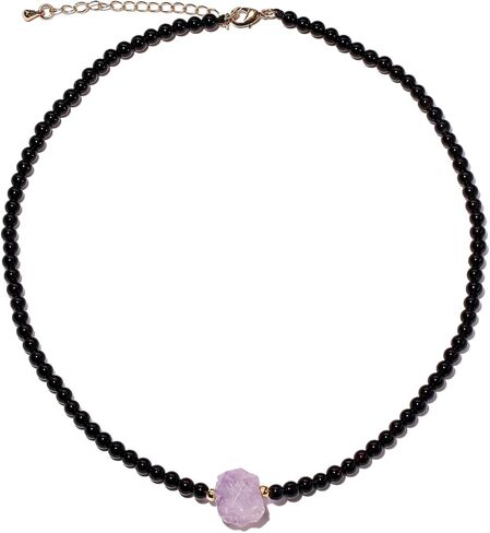 Simple Raw Amethyst Beaded Necklace Spiritual Protection Choker 4mm Gemstones and Crystals Necklaces for Women in Saudi Arabia