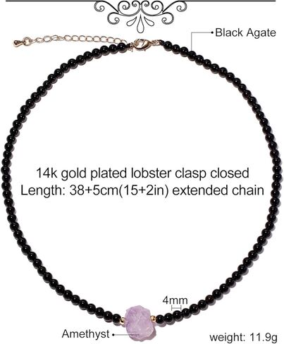 Simple Raw Amethyst Beaded Necklace Spiritual Protection Choker 4mm Gemstones and Crystals Necklaces for Women in Saudi Arabia