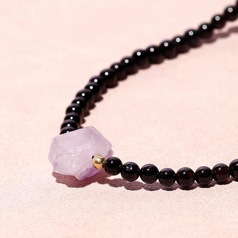Simple Raw Amethyst Beaded Necklace Spiritual Protection Choker 4mm Gemstones and Crystals Necklaces for Women in Saudi Arabia