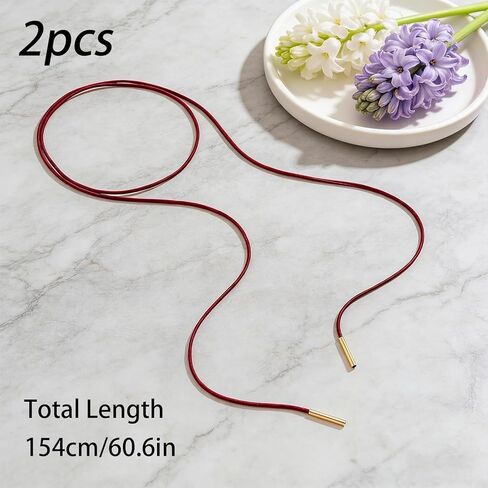 2 PCS Gothic-Bowknot Velvets Red Chokers Necklace Set for Women- Sexys Long Wrap Chokers Necklace with Gold Tube Pendant, Long Wrap Rope Collar Tie Neck Chain Party Neck Accessories in Kuwait