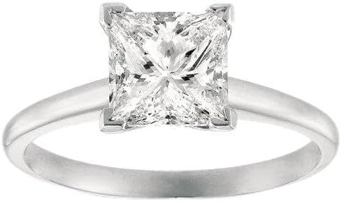 خاتم خطوبة سوليتير من الذهب الأبيض عيار 14 قيراط والماس وقطع الأميرة (لون H VVS2 الوضوح 0.53 قيراط) in Kuwait