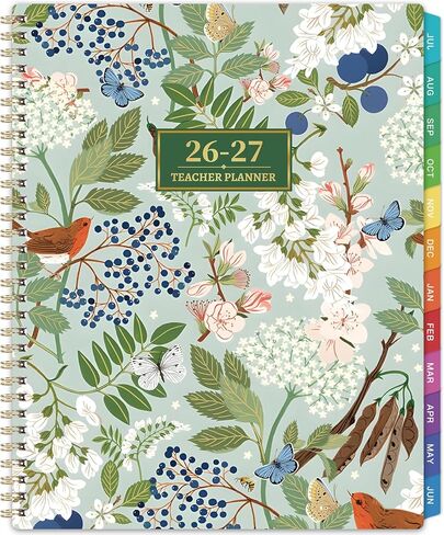Teacher Planner 2026-2027 - Teacher Lesson Planner 2026-2027, 8.3" x 11", Jul.2026 - Jun.2027, Academic Planner, Weekly & Monthly Lesson Plan Book for Teachers with Back pocket, Colorful Tabs - Floral in Kuwait