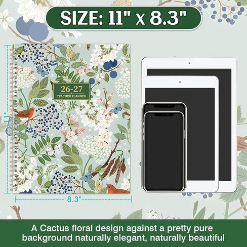 Teacher Planner 2026-2027 - Teacher Lesson Planner 2026-2027, 8.3" x 11", Jul.2026 - Jun.2027, Academic Planner, Weekly & Monthly Lesson Plan Book for Teachers with Back pocket, Colorful Tabs - Floral in Kuwait