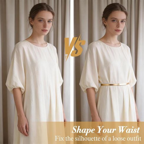 Gold Waist Belt for Women - Stretch Thin Metallic Chain Belt, Adjustable Dress Belt Accessory in Saudi Arabia