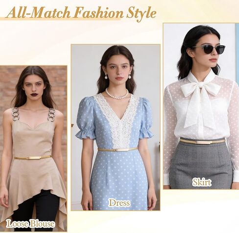 Gold Waist Belt for Women - Stretch Thin Metallic Chain Belt, Adjustable Dress Belt Accessory in Saudi Arabia
