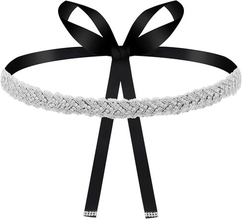 Plus Size Rhinestone Belt for Women, Sparkly Belt for Formal Dress, Fashion Bling Bridal Belts for Wedding Dress for Denim Skirt, Women's Accessories Decoration, Black in Kuwait