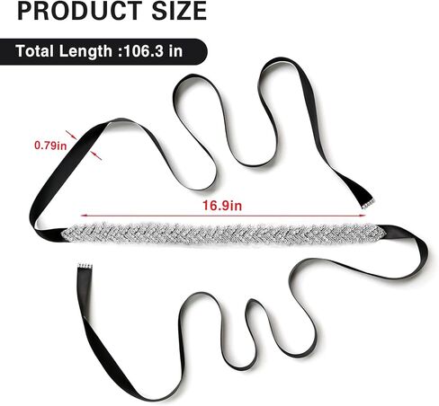 Plus Size Rhinestone Belt for Women, Sparkly Belt for Formal Dress, Fashion Bling Bridal Belts for Wedding Dress for Denim Skirt, Women's Accessories Decoration, Black in Kuwait