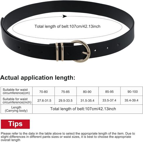2 Pcs Womens Leather Belt, All-match Belts Fashion Belt, with Gold Round Metal Buckle, Belts for Jeans Pants (Black +Brown) in Saudi Arabia