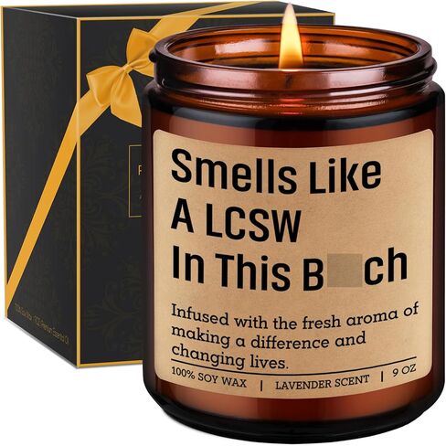 شمعة معطرة GSPY - هدايا LCSW، هدايا العاملين الاجتماعيين - شهر العمل الاجتماعي، التقدير، عيد الأم، عيد الميلاد، أفكار التخرج لـ LSW، LISW، LMSW، MSW Grad - ديكور مكتب LCSW مضحك للنساء والرجال in Saudi Arabia