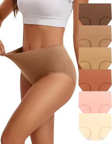 INNERSY Women's Cotton Underwear Mid-High Waisted Breathable Briefs 6-Pack (Regular & Plus Size) in Saudi Arabia