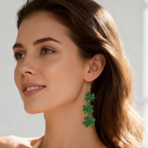 St. Patrick's Day Earrings for Women Cute Green Shamrock Dangle Earrings Irish Festival St. Patrick's Day Acrylic Clover Earing Trendy Accessories Jewelry Gift in Saudi Arabia