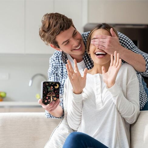 Metal Tin Box with Lid,Multi-functional Storage Box Can Store Tea Biscuits Game Cards, Playing & Tarot Cards-Comes with 4 Magnetic Cord Clips,Mushroom Fairy in Kuwait