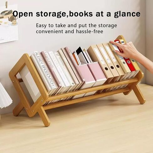 رف الكتب المكتبي من الخيزران منظم تخزين الكتب الكبيرة رفوف حامل المجلات للمنزل والمكتب وغرفة النوم وخزانة الكتب المائلة للكتب والأقراص المضغوطة والملفات وعرض المجلات هدية العودة إلى المدرسة in Kuwait