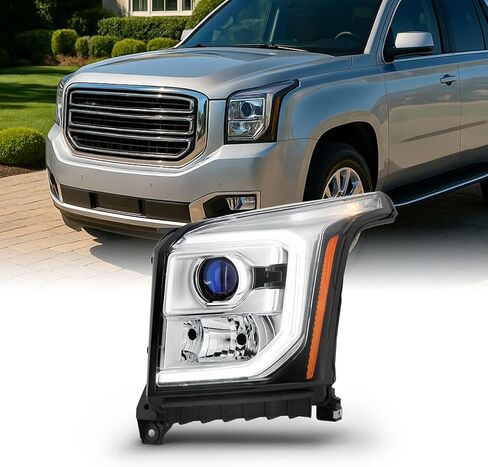 AKKON - Fit 2015-2020 GMC Yukon & Yukon XL OE مصابيح أمامية لجهاز العرض على شكل أنبوب إضاءة LED - جانب الركاب الأيمن in Saudi Arabia