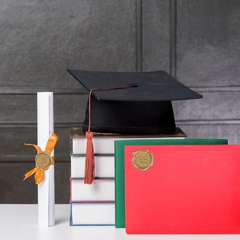 Whaline 50 قطعة تخرج 2026 ملصقات ختم الشمع ملصقات ختم مغلف ذهبية ثلاثية الأبعاد قبعة تخرج ذاتية اللصق شارات منقوشة للتهاني غراد DIY بطاقة دعوة تحية in Saudi Arabia