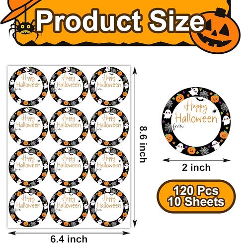 120Pcs Happy Halloween from Stickers, 2 Inch Round Self Adhesive Halloween Stickers Label for Envelope Seals Gift Bags in Kuwait
