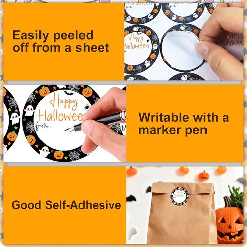 120Pcs Happy Halloween from Stickers, 2 Inch Round Self Adhesive Halloween Stickers Label for Envelope Seals Gift Bags in Kuwait