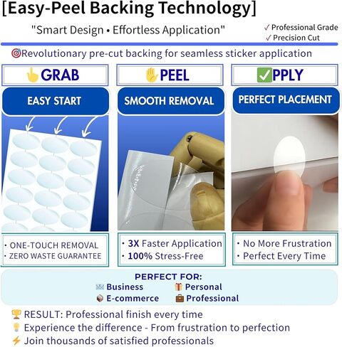 XPdesign Crystal Clear Oval Stickers 50×30mm (2.0"×1.2") - Envelope Sealer, Package Labels, Self-Adhesive Transparent Wafer Seals, 1100 Stickers with Easy-Peel Backing (2.0×1.2 Inch-240) in Saudi Arabia
