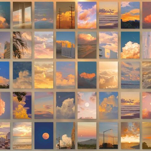 50 Sheets Vintage Sky Stickers for Scrapbooking, Nightfall Self-Decorative Stickers for Notebook, Planner, Journal, DIY Crafting in Saudi Arabia