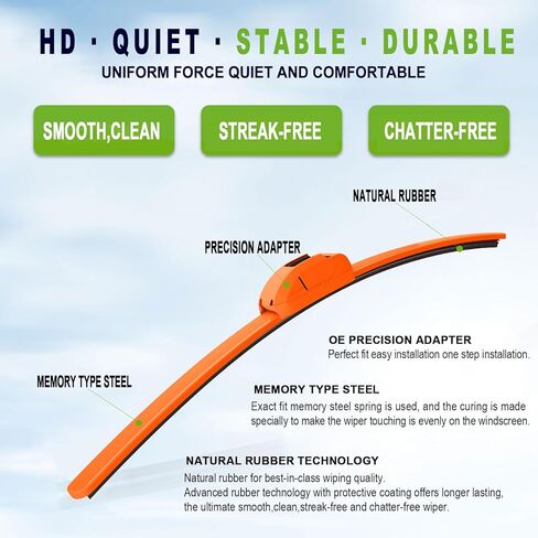 جودة OEM 22 بوصة + 22 بوصة شفرات ممسحة الزجاج الأمامي PARRATI Premium برتقالية اللون لجميع المواسم (مجموعة من 2) in Kuwait