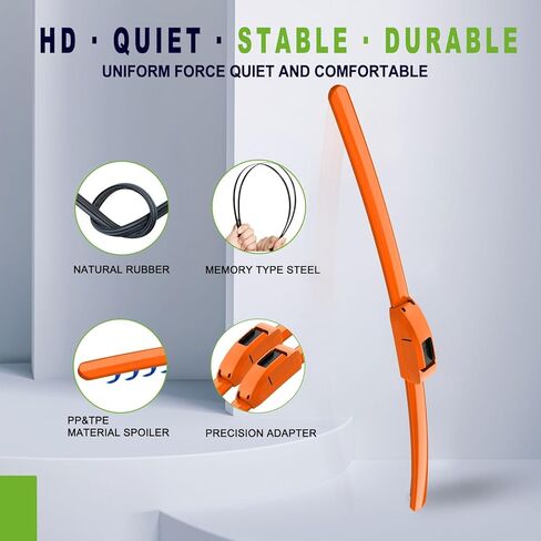 جودة OEM 22 بوصة + 22 بوصة شفرات ممسحة الزجاج الأمامي PARRATI Premium برتقالية اللون لجميع المواسم (مجموعة من 2) in Kuwait