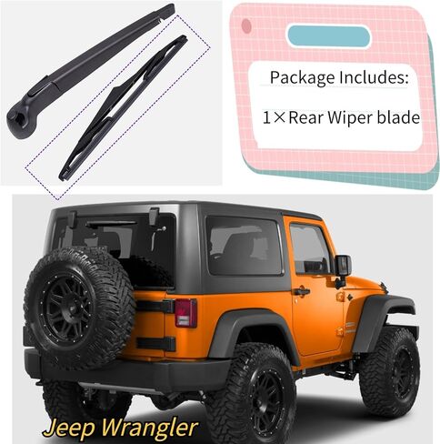 Rear Wiper Blade for Jeep Wrangler 2007-2018 2017 2016 2015 2014 2013 2012 2011 2010 2009 2008 | Exact Fit Rubicon Sahara Sport S Unlimited X Models | OEM Replacement Rear Back Windshield Wiper Blade in Saudi Arabia